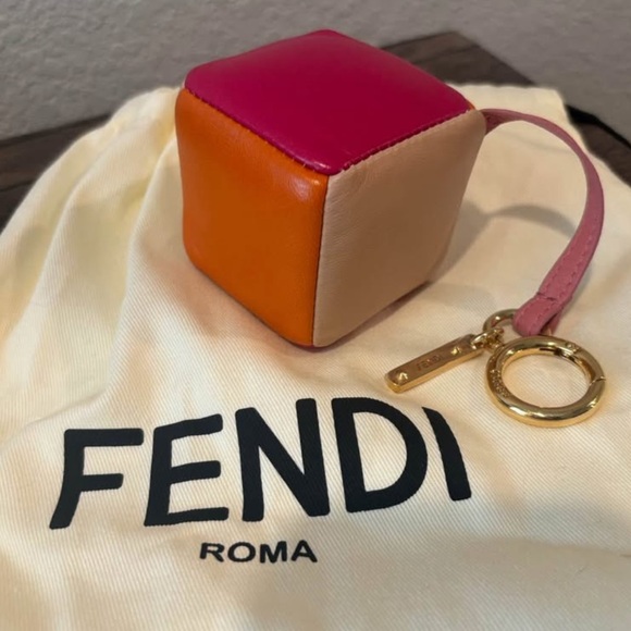 Fendi Pink and Orange Cube Keychain